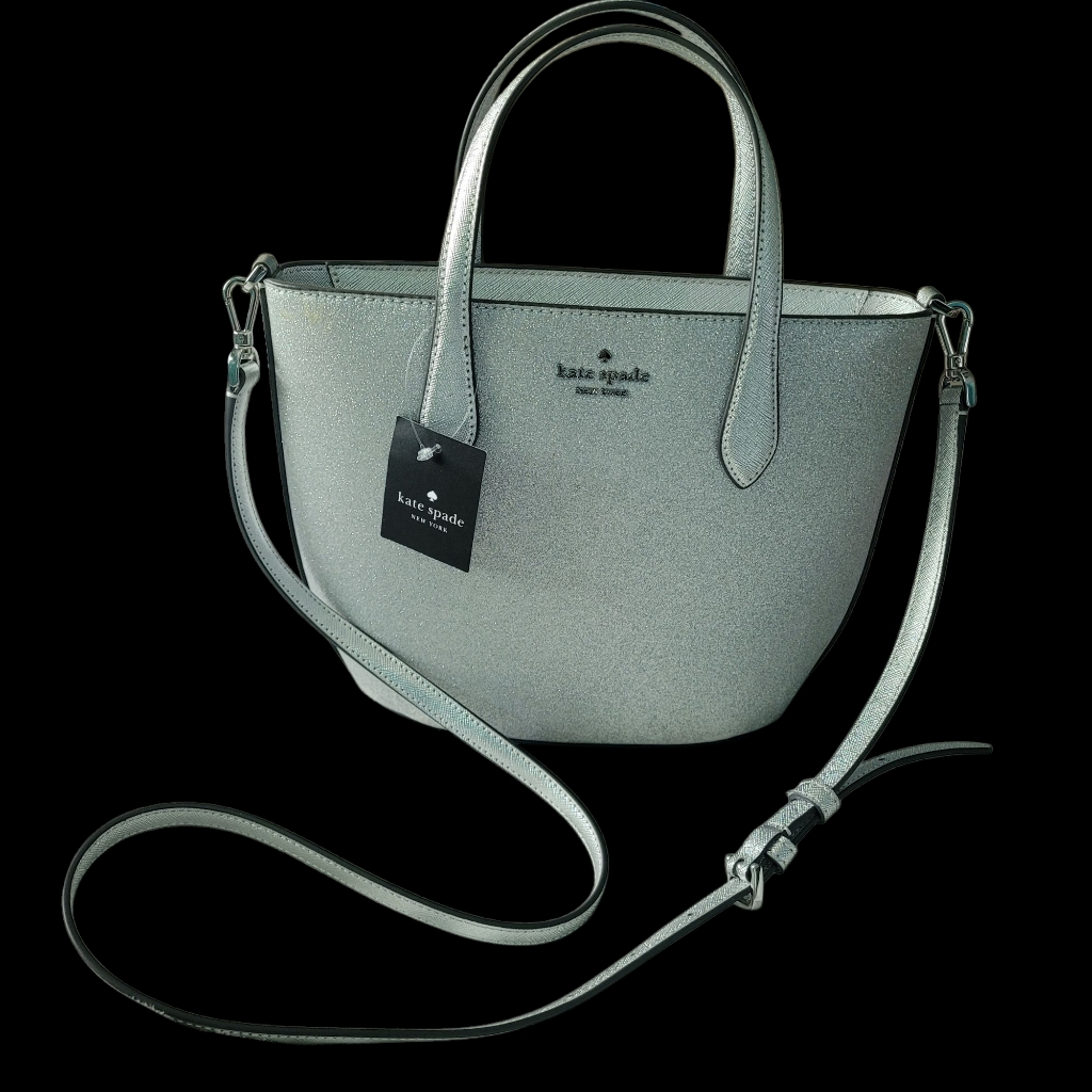 New Kate Spade Gray Sparkle Handbag/Crossbody,Read Full Post.